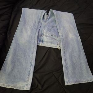 Light colored boot cut jeans